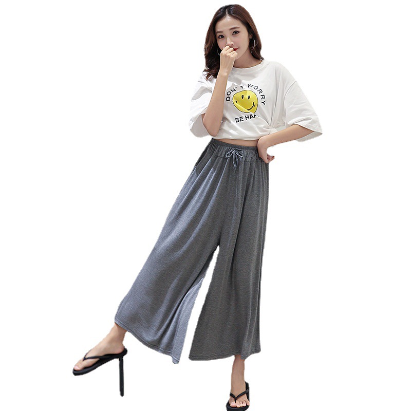 Picture of Japanese Wholesale Large Size Swing Pants Casual Pants for Women Japanese and Korean Spring and Summer Modal Loose High Waist Drawstring Wide Leg Pants