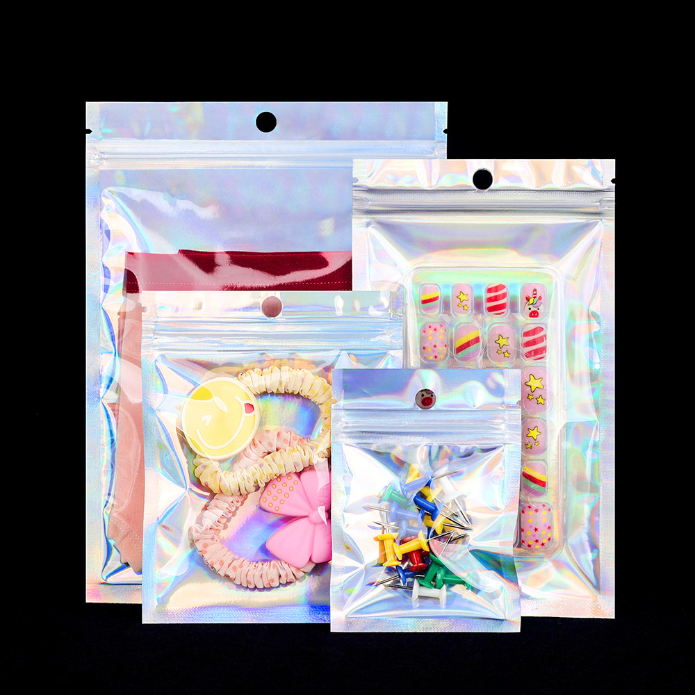 Picture of Laser Self-sealing Bag Yum Magic Color Bag Data Line Yin and Yang Bag Digital Flash Aluminum Foil Plastic Bag Jewelry Bag