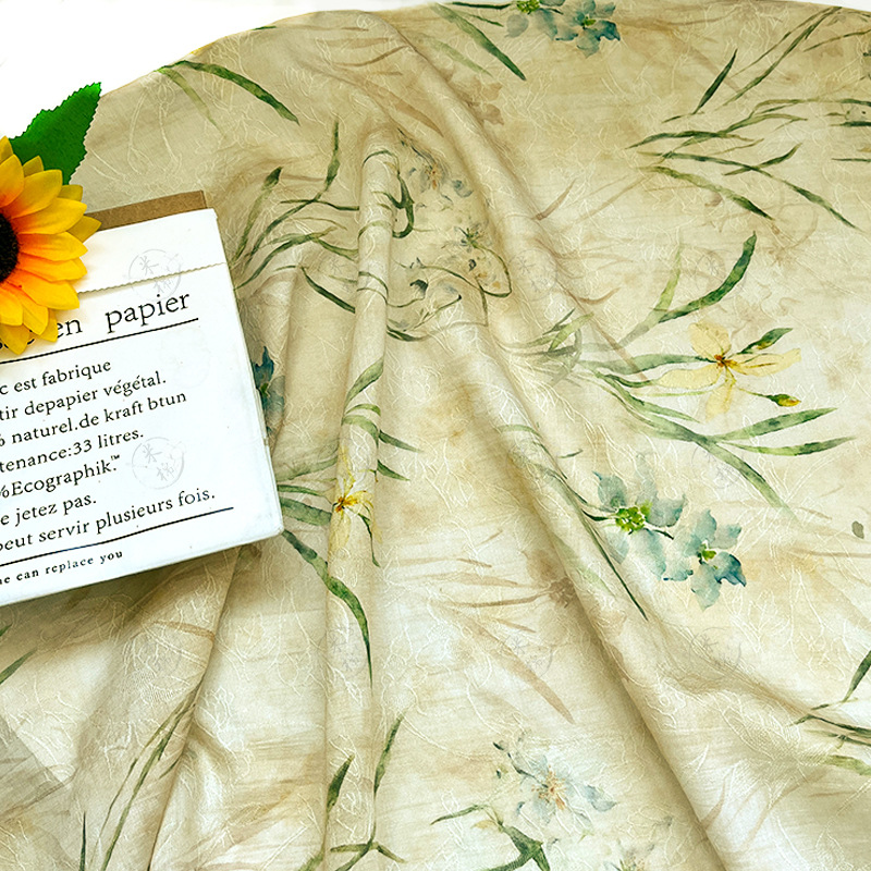 Creekside flower shadow Tencel jacquard fabric new Chinese style Hanfu dress cheongsam fabric handmade DIY fabric