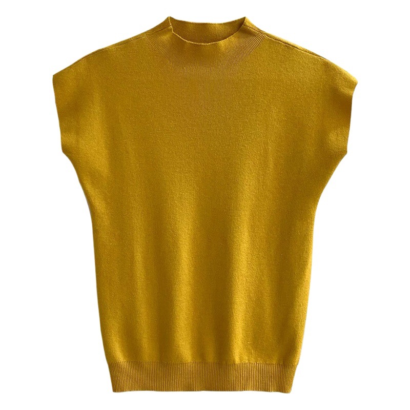 Half turtleneck Feifei short sleeve solid color summer pullover sweater bottoming slim slimming simple temperament short top