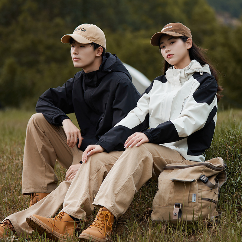 Women's Three-in-One Detachable Two-Piece Set Men's Outdoor Mountaineering Suit Windproof Waterproof Group Buying Work Clothes LOGO