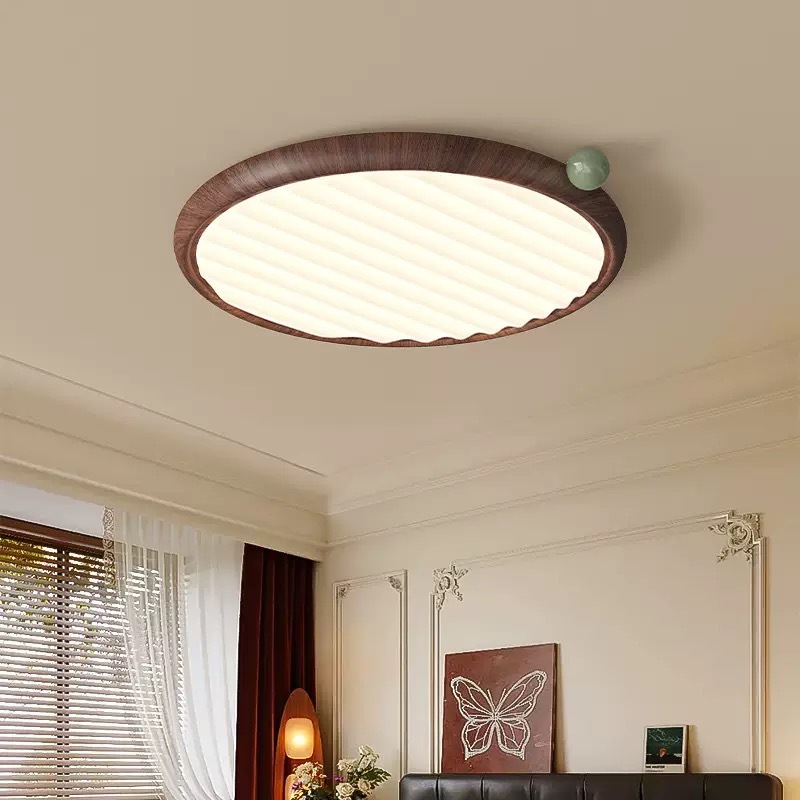 Antique bedroom ceiling lamp American retro new Chinese walnut color eye protection master bedroom study restaurant lamps