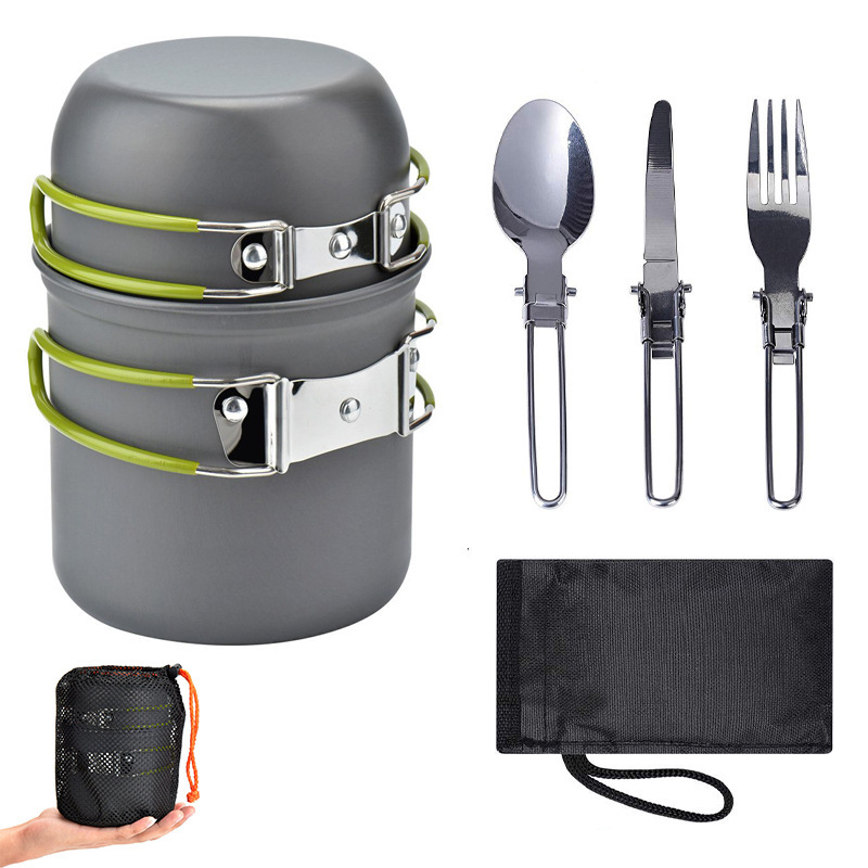 Picture of Outdoor Pot Set for 1-2 People, Portable Camping Cookware with Tableware, Ds-101 Pot Set, Cross-Border Supply
