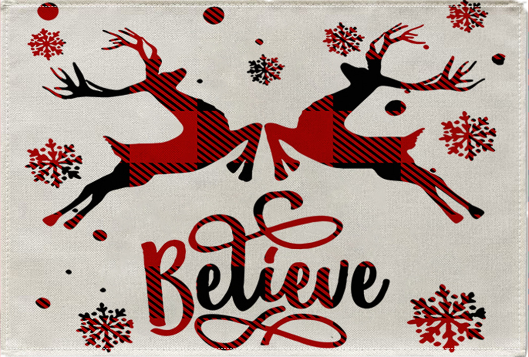 Picture of Christmas Placemat Scandinavian Style English Letter Napkin Western Restaurant Tablecloth Single Layer Linen Insulation Mat Table Mat
