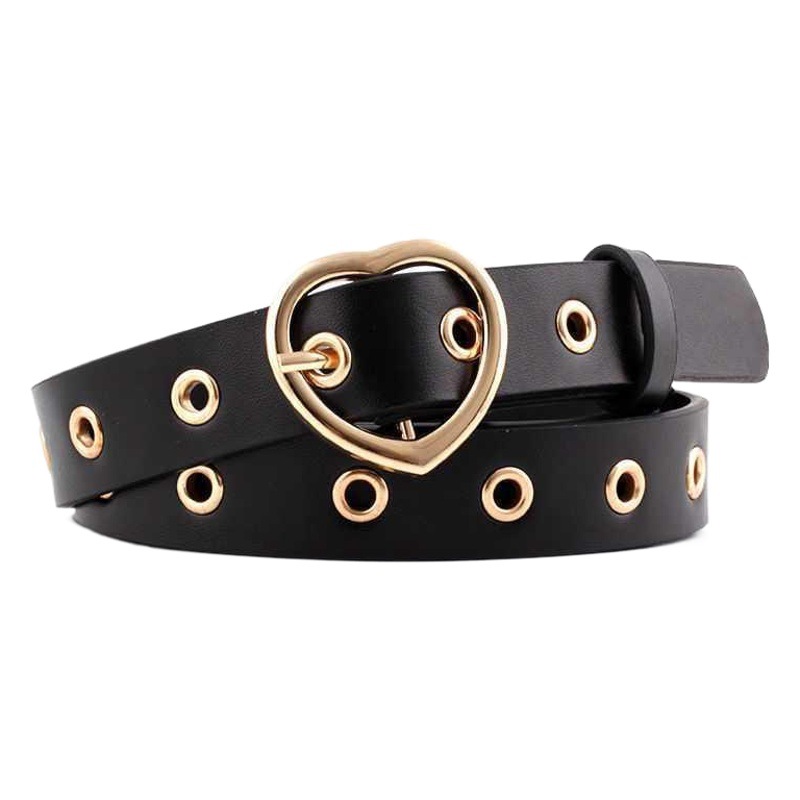Spot Wholesale 2022 K-Style Fashion Heart Buckle Belt Ins Cross-Border European and American Creative Women's Belt Decoration