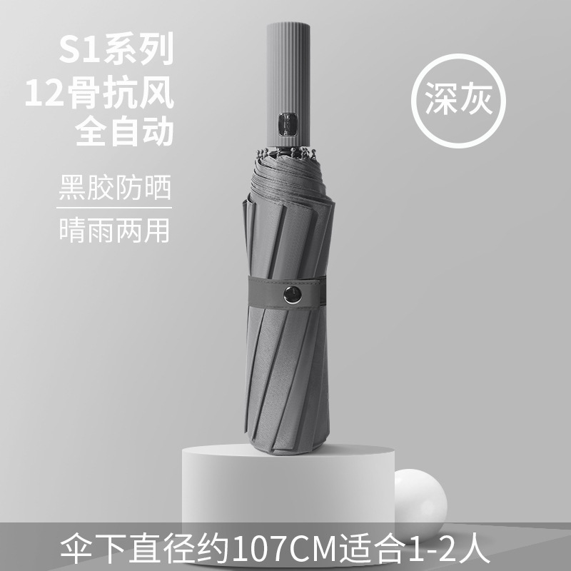 Picture of Full-automatic folding vinyl sun protection umbrella large wholesale sun protection men and women solid umbrella large rain and rain dual-use umbrella