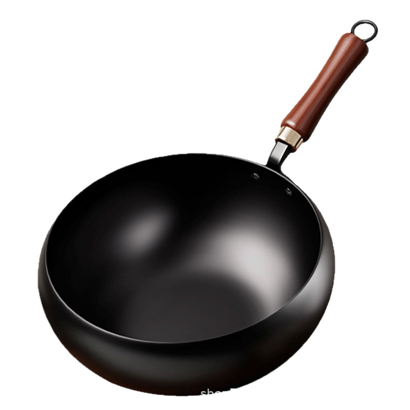 Picture of Ancient Belly Pot Authentic Zhangqiu Non-stick Iron Pot Small Wok 24CM Small Iron Pot Hand Forged Stew Pot