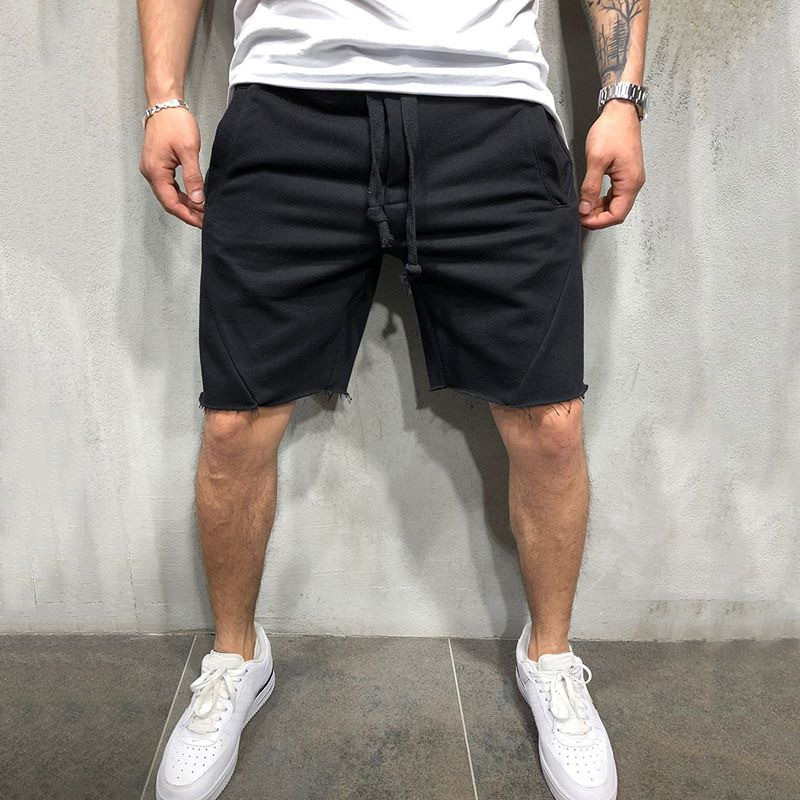 Cross-Border men's shorts new fitness sports casual clothing pants solid color straight hip-hop pants a generation of hair