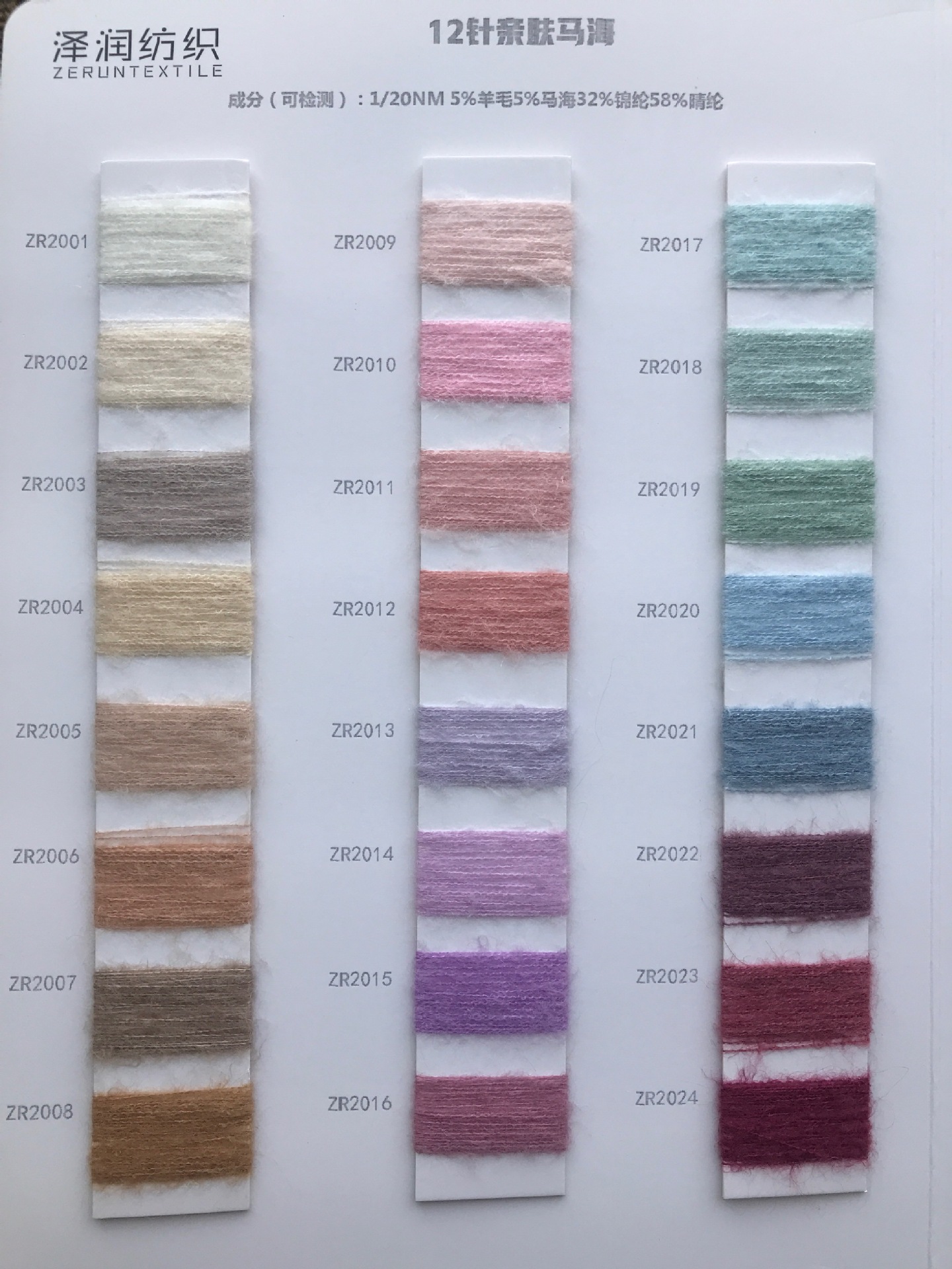 Zerun Textile Manufacturer Direct Supply 20 Count Colored Dot Yarn Mohair Wool 5 Wool 32 Nylon 58 Acrylic Mohair