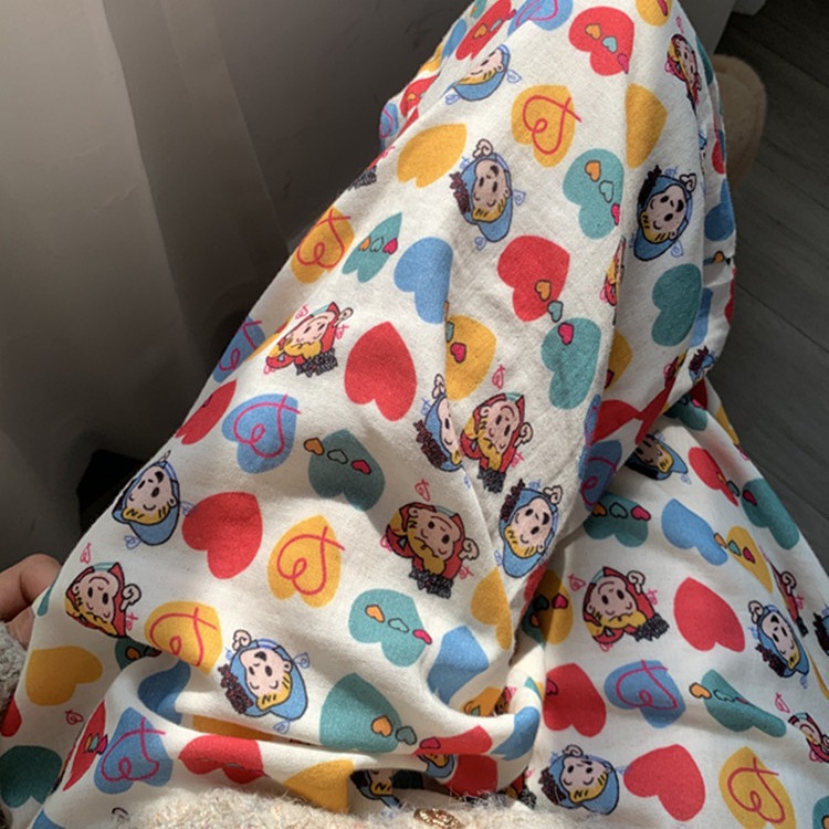 Harada's Cotton Double-Layer Yarn Pajama Pants Loose Cute Cartoon Cotton Yarn Pants