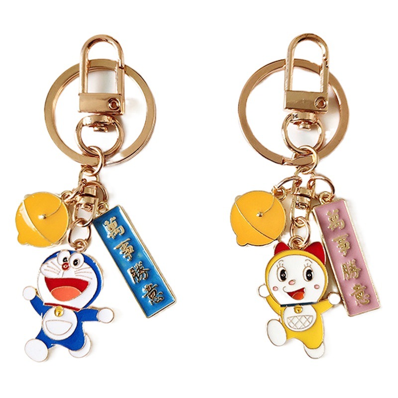 Girl Cartoon Doraemon Alloy Keychain Jingle Cat Blue Bag Pendant Doraemon Couple Hanging Ornaments