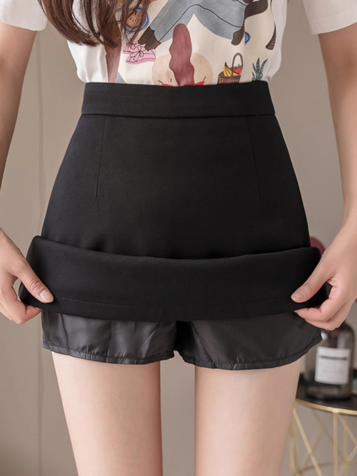 Skirt Women's Skirt 2025 Autumn New Academic Style High Waist Slim A- Line Skirt Black Covered One-Step Skirt Bag Skirt