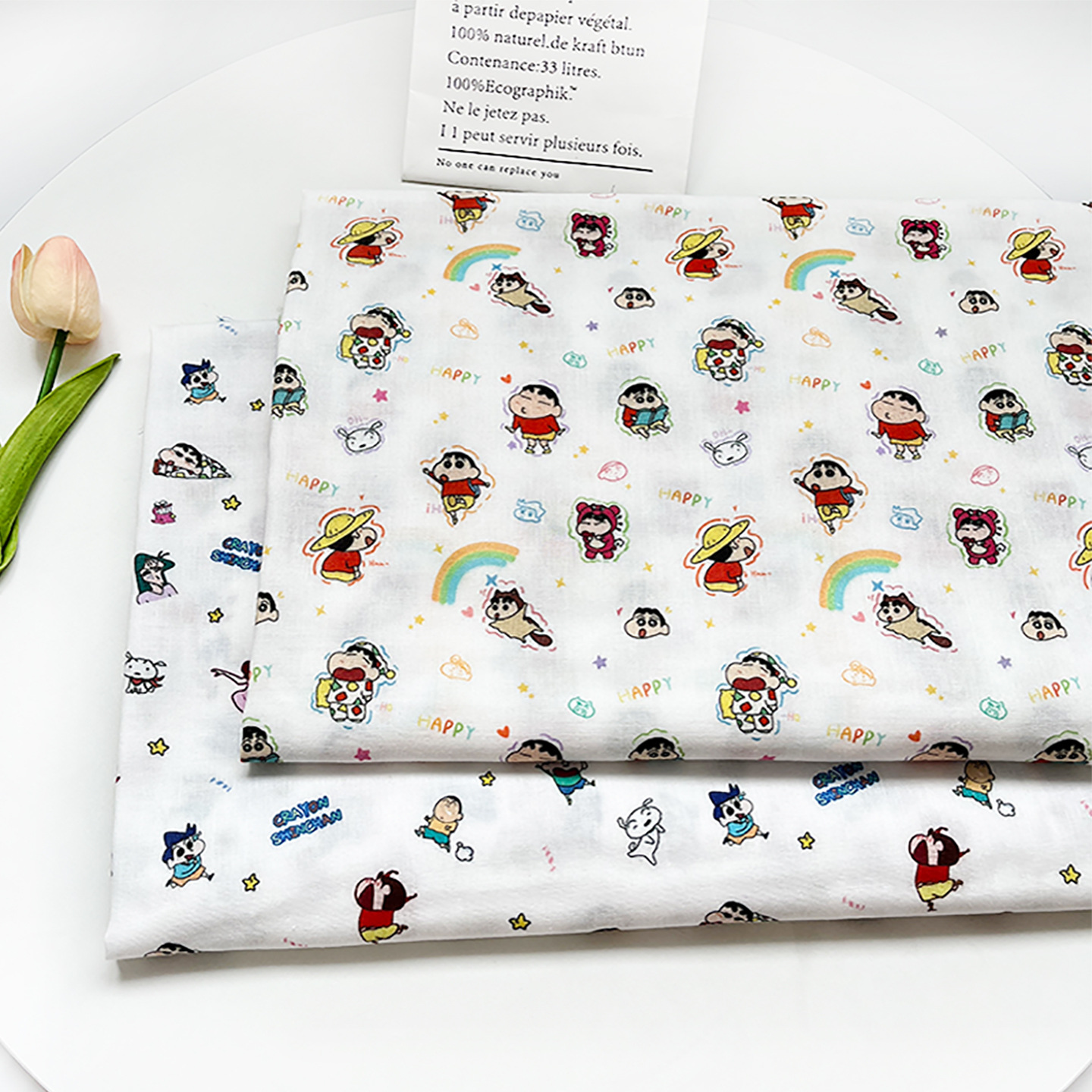 Crayon Shin-Chan All-Cotton Maternal and Infant Grade Double-Layer Gauze Fabric Printed Baby Saliva Towel Clothing Pajamas Fabric 1.0m Price