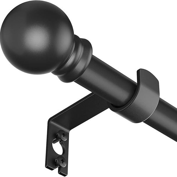 Picture of Curtain Rod Silent Thickened Black Single Rod Roman Rod Adjustable Curtain Track Industrial Style Nordic Curtain Rod