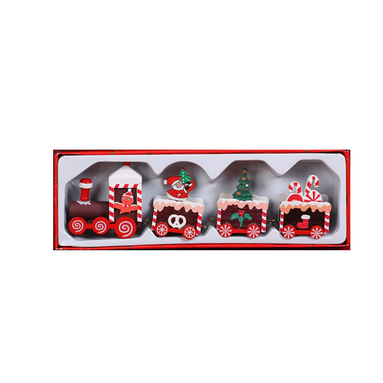 Picture of Strict selection of Christmas decorations Christmas wooden train children's kindergarten Christmas gift window ornaments