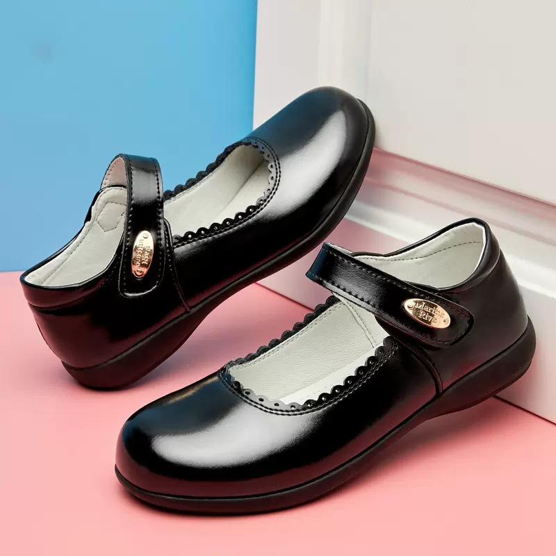 Picture of Girls Black Leather Shoes Performance Shoes Princess Shoes Small Leather Shoes Children's School Leather Soft Sole Shoes School Shoes