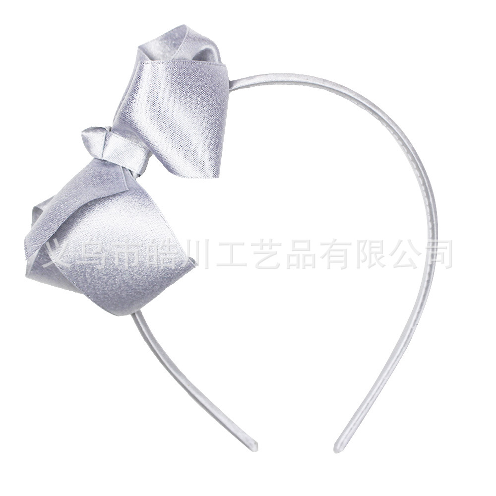 Picture of Haochuan 508 European and American Bow Hair Band Gold Weft Band 4inch Children's Ribbon Hair Band Plain Girl Fashion Hair Accessories