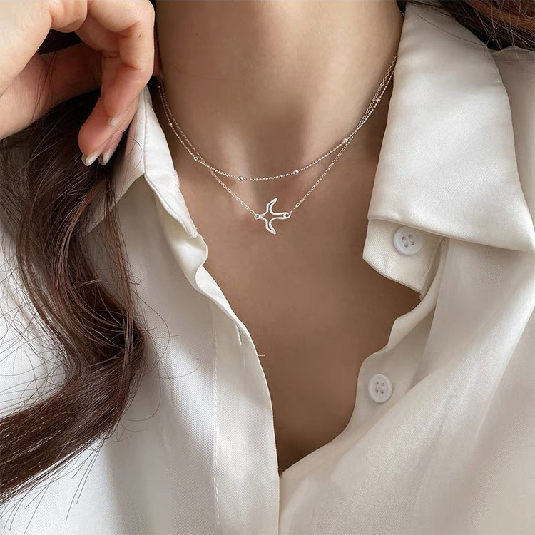 Swallow flying south niche design titanium steel minimalist hollow necklace 2022 new women's simple high-grade necklace