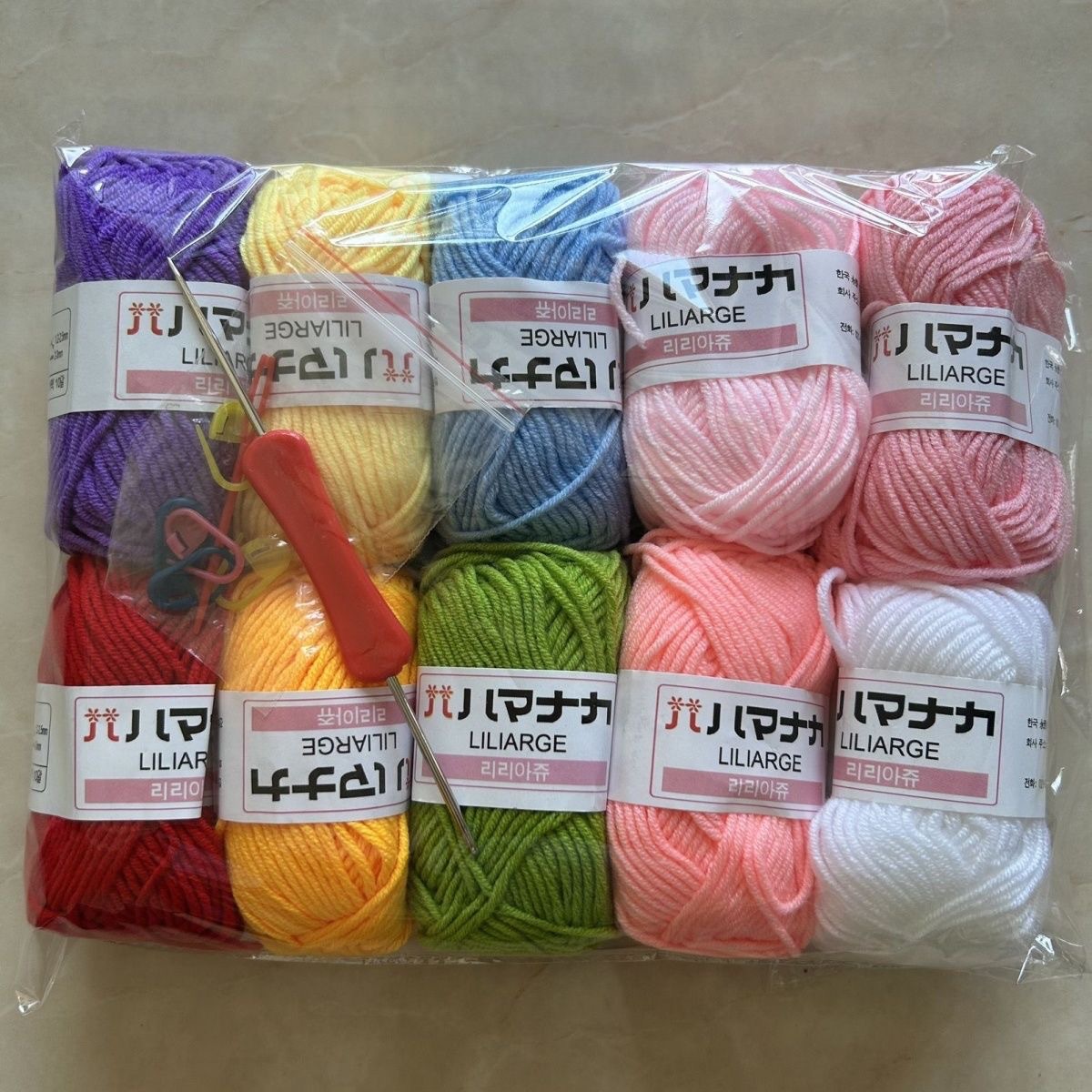 Beginner's Practice Kit with 4-Strand Milk Cotton Baby Yarn Material Kit, Includes Crochet Acrylic Chunky Yarn Ball for Crocheting Doll Bags