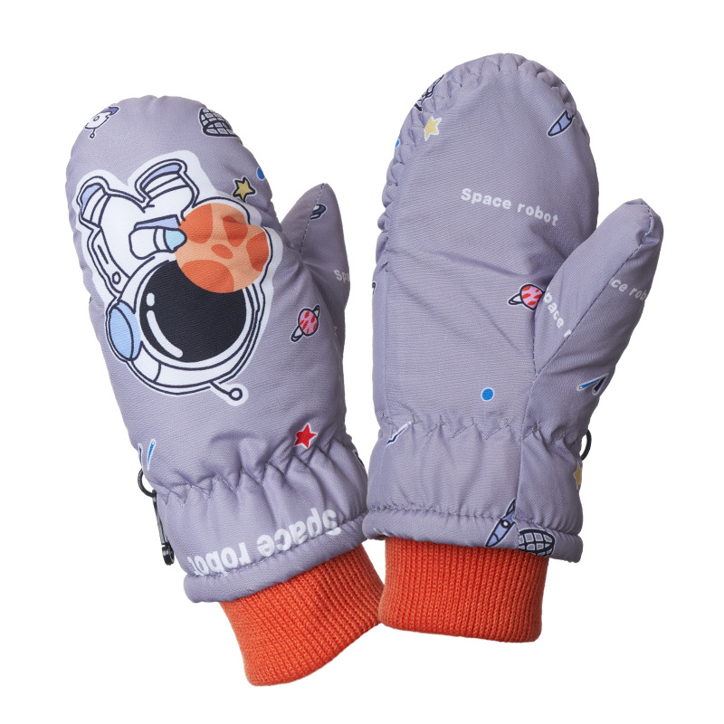 Picture of Cartoon children's fleece-lined ski gloves 2-5 years old baby outdoor warm gloves thickened non-slip children's gloves winter