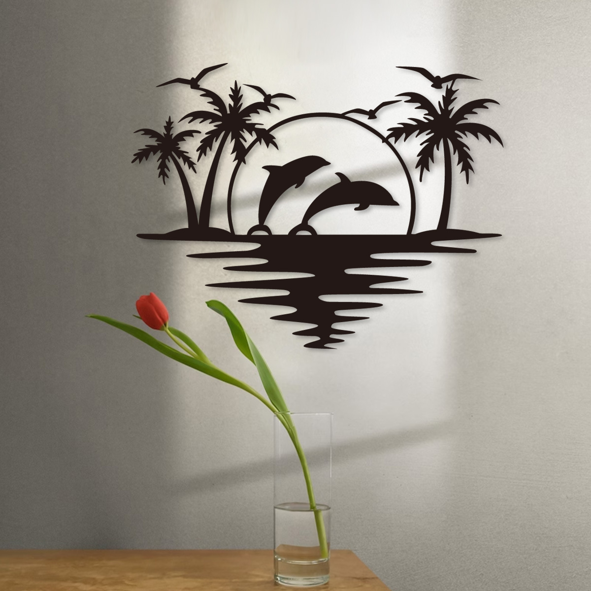 Cross-Border Popular Iron Wall Decoration Painting Creative Beach Metal Crafts Decorative Wall Bedroom Living Room Sofa Background