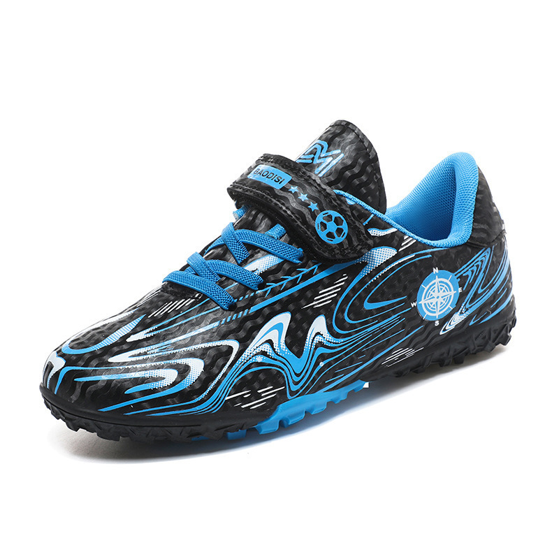 Children's Football Shoes Boy's Velcro Crushed Nail Sports Middle and Big Children and Primary School Students Campus Spike Lawn Practical Sneakers