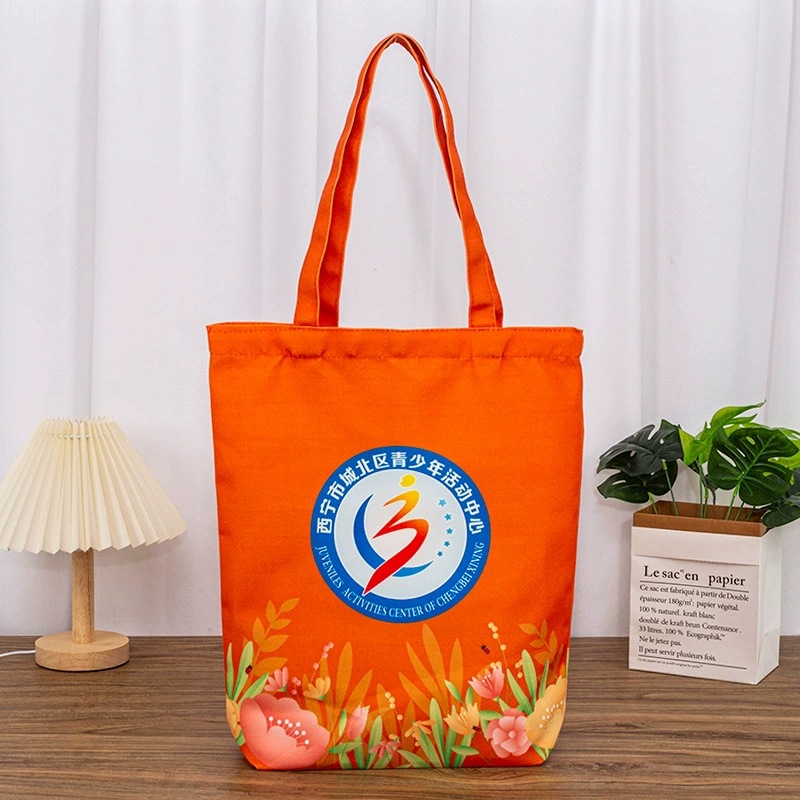 Canvas Tote Bag with Logo Printing, Advertising Training, Large Capacity Eco-Friendly Bag, Student Backpack Bag, Wholesale Custom Canvas Bag