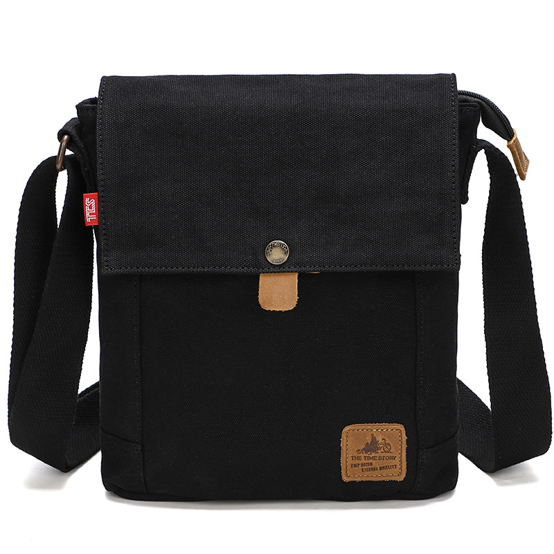 Picture of Casual Canvas Bag New Crossbody Backpack Small Square Bag Vertical Flat Bag Korean Style Shoulder Bag Fashionable Crossbody Bag