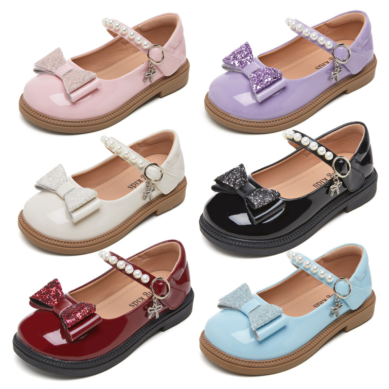 in stock Girls Princess Leather Shoes 2025 New Multicolor Children's Leather Shoes Girls Black Single Shoes Mary Jane Children's Shoes