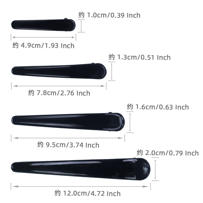 Picture of Hot-selling black duckbill clip barber shop common style sea clip 4 sizes frosted beauty hairpin small gift batch