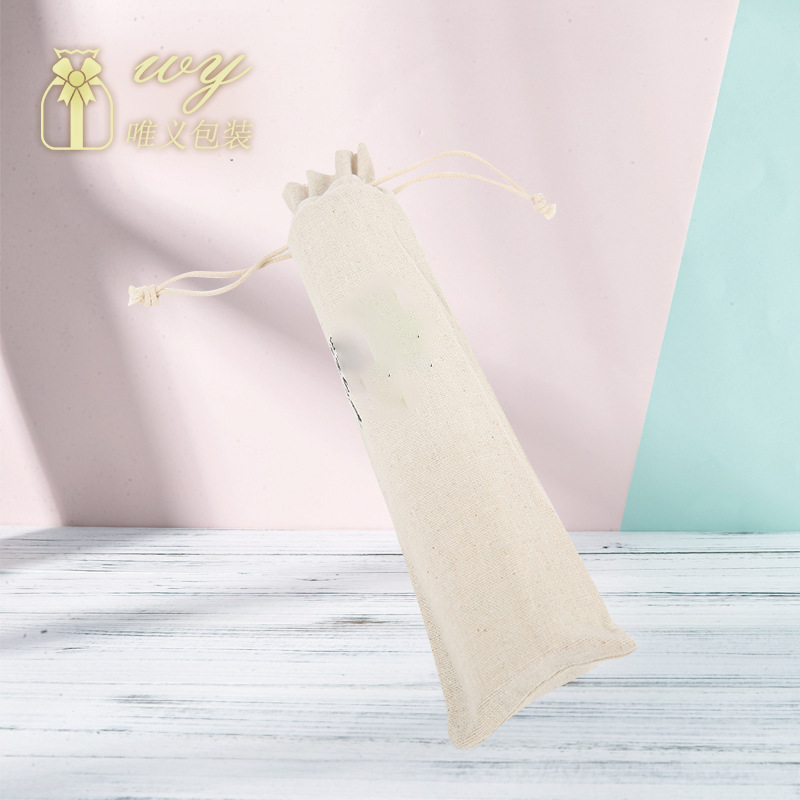 Cotton and Linen Bag for Storing Tableware, Chopsticks, Flute, Harmonica, Drawstring Bag, Portable Storage for Daily Necessities, Linen Bag