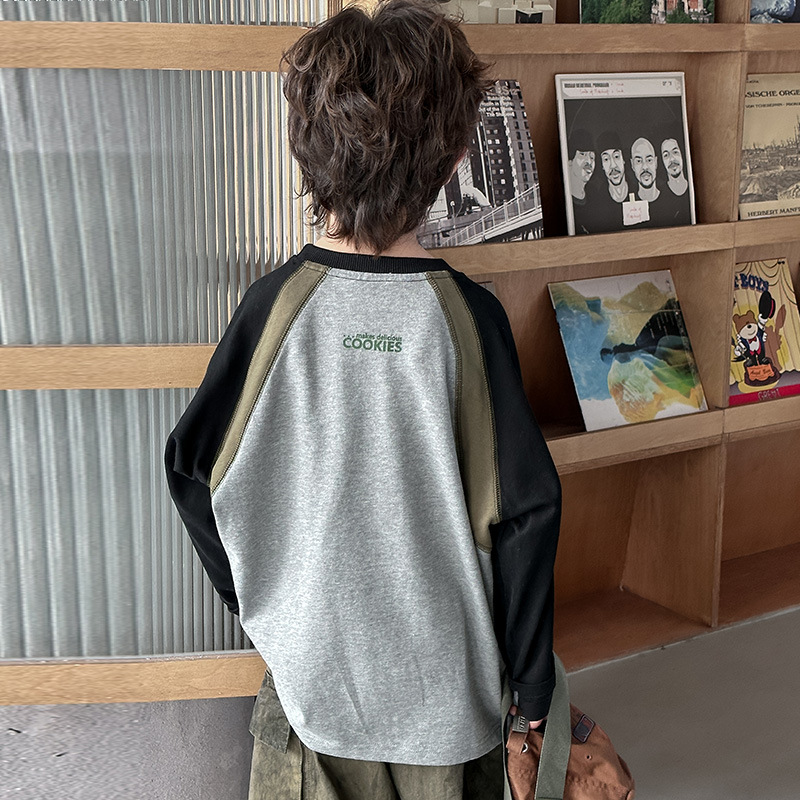Picture of Boys' Long Sleeve T-Shirt Spring and Autumn 2025 New Children's Spring Base Shirt Big Children's Spring Thin Sweater Trendy