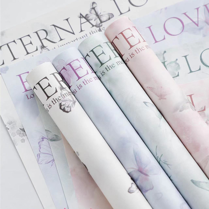 Butterfly love flower series wrapping paper hand rub not broken flower shop materials waterproof wrapping paper wholesale new