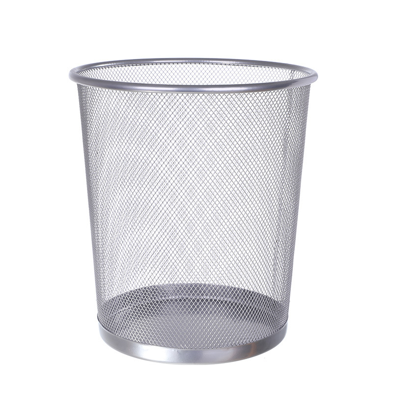Picture of Metal Mesh Office Round Trash Can Household Wrought Iron Large Trash Basket Kitchen Storage Bucket Wholesale