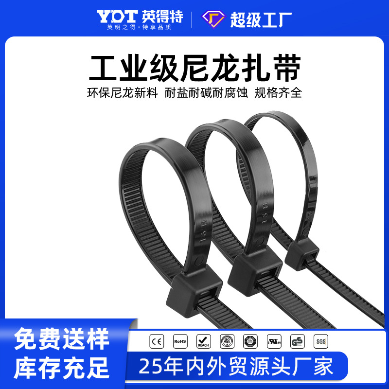 Nylon plastic tie buckle strong cable tie with rope wire binding with retainer self-locking white cable tie