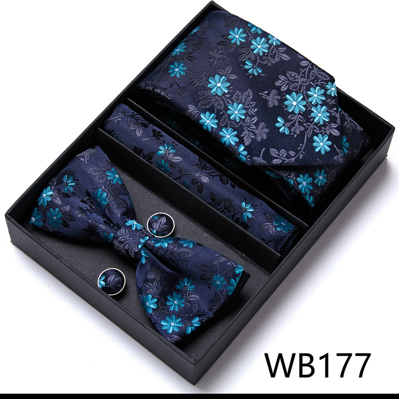 Picture of Men's tie bow tie set gift box 6 sets group tie business formal wedding tie manufacturers wholesale