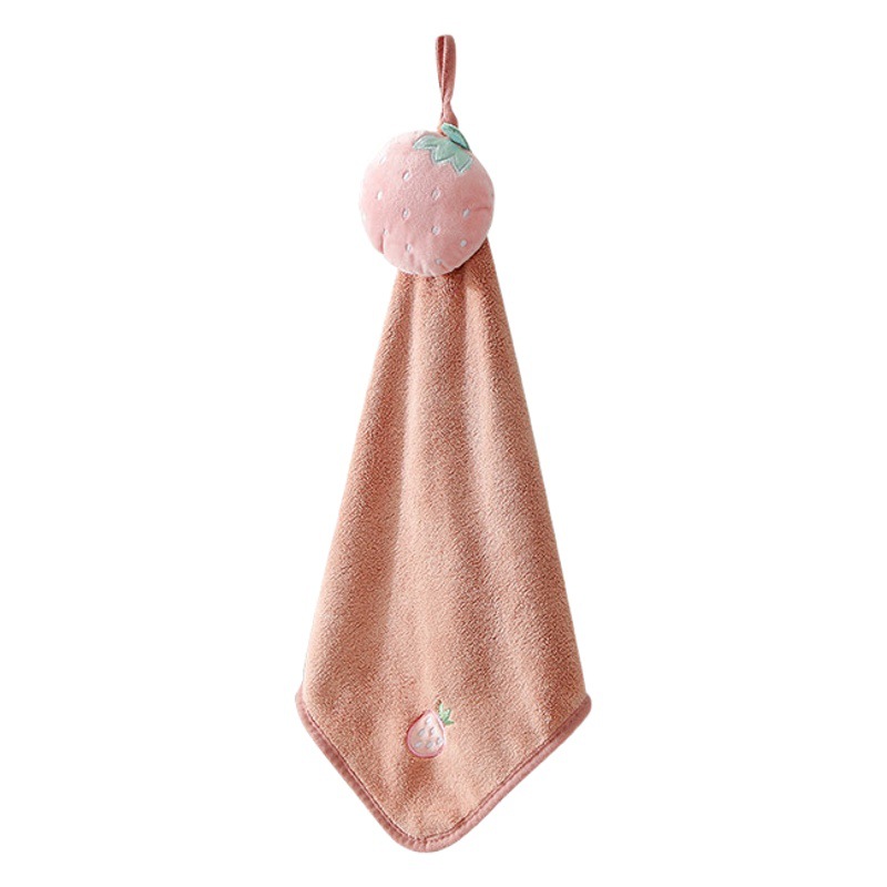 Hand Towel Single Layer Cartoon Embroidery Household Kitchen Hand Cloth Bathroom Coral Fleece Hanging Hand Towel