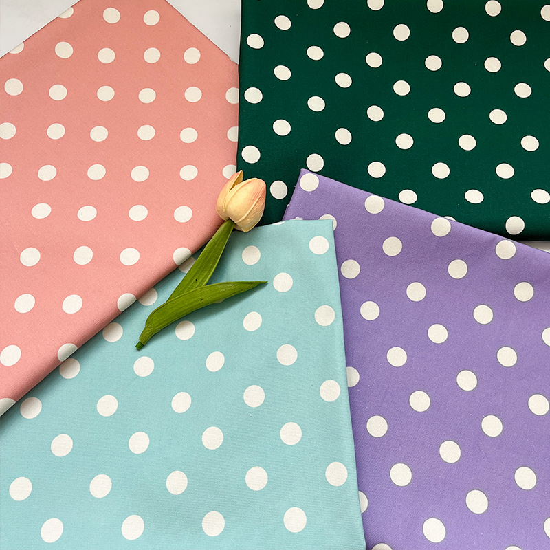 Four-Color Polka Dot All-Cotton Canvas Bag Jacket Vest Handmade DIY Fabric 1.5m Width 1.0m Price