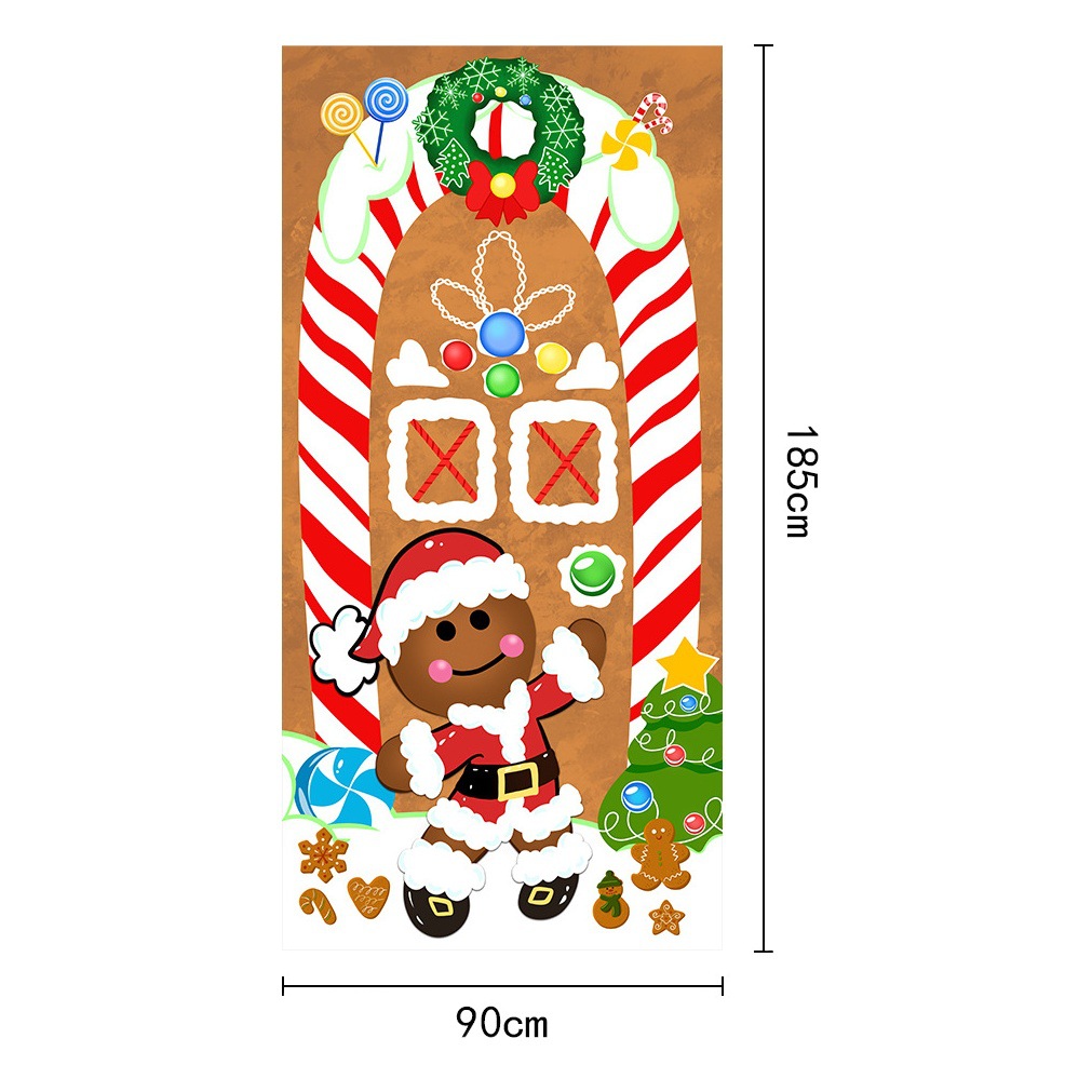 2023 Cross Border New Product Christmas Curtain Flag Outdoor Photo Christmas Tree and Gingerbread Man Background Decoration Hanging Cloth
