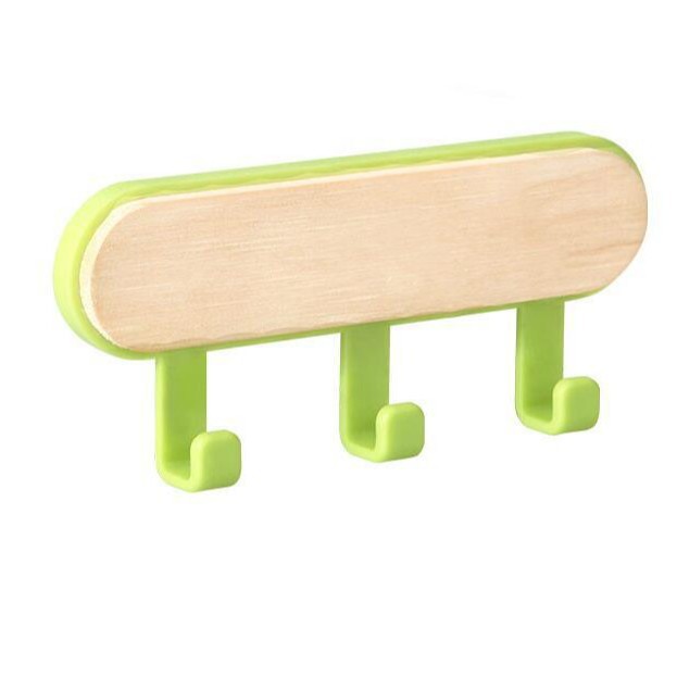 Picture of Wooden Round Head Hook Multi-Functional Household Nail-Free Sticking Hook Strong Load-Bearing Creative Hook Door Hook Hook
