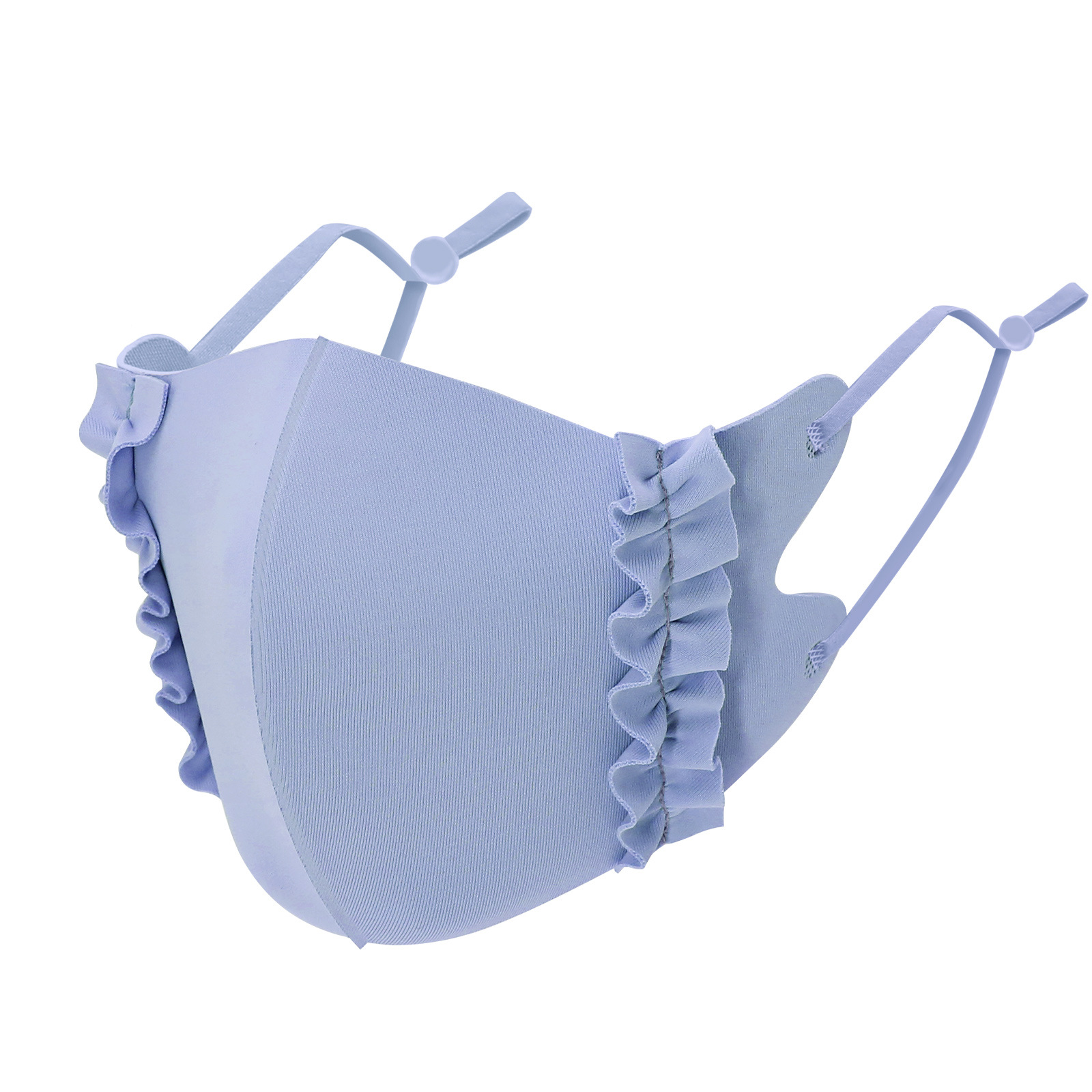 Picture of Ice Silk Wood ear edge three-dimensional adjustable cloth mask candy color thin cool sunscreen breathable mask 