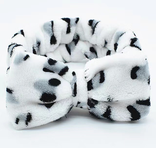 Picture of Korean Style Cute Dot Striped Headband Bow Hair Band Plush Hair Accessories Face Wash Hair Band Makeup Mask