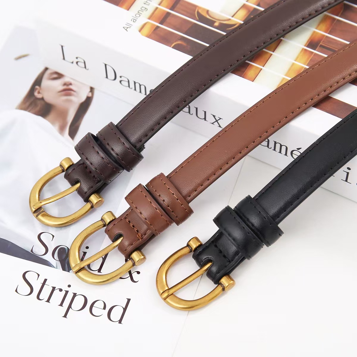 New Korean Style Women's Belt Pu Thin Belt Versatile Decorative Jeans Fashion Simple Waist Chain Cross-Border Exclusive