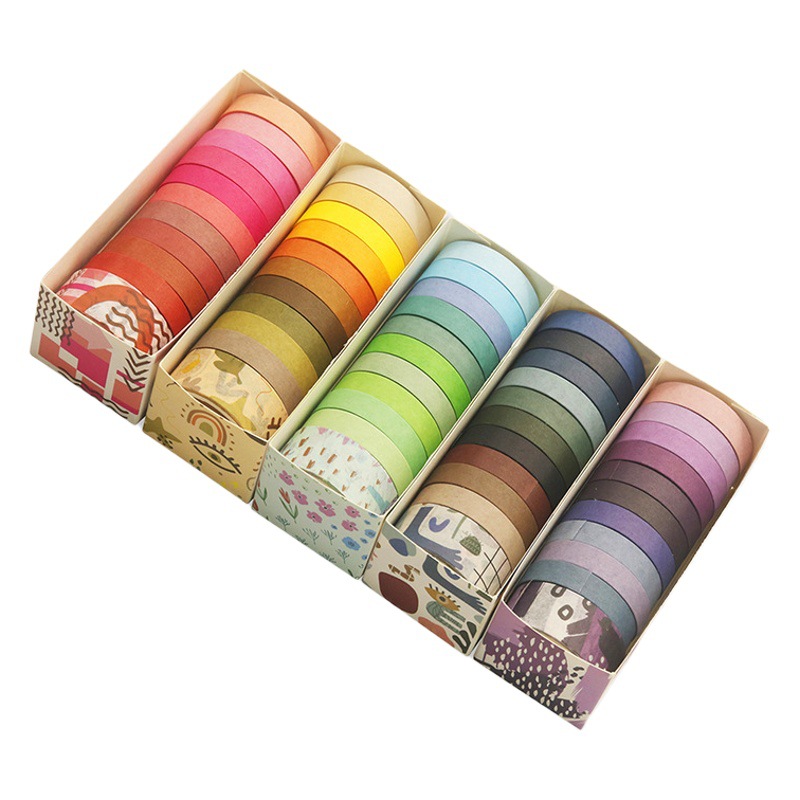 Amazon source basic diy decorative hand account tape new solid color and paper tape boxed cross-border wholesale