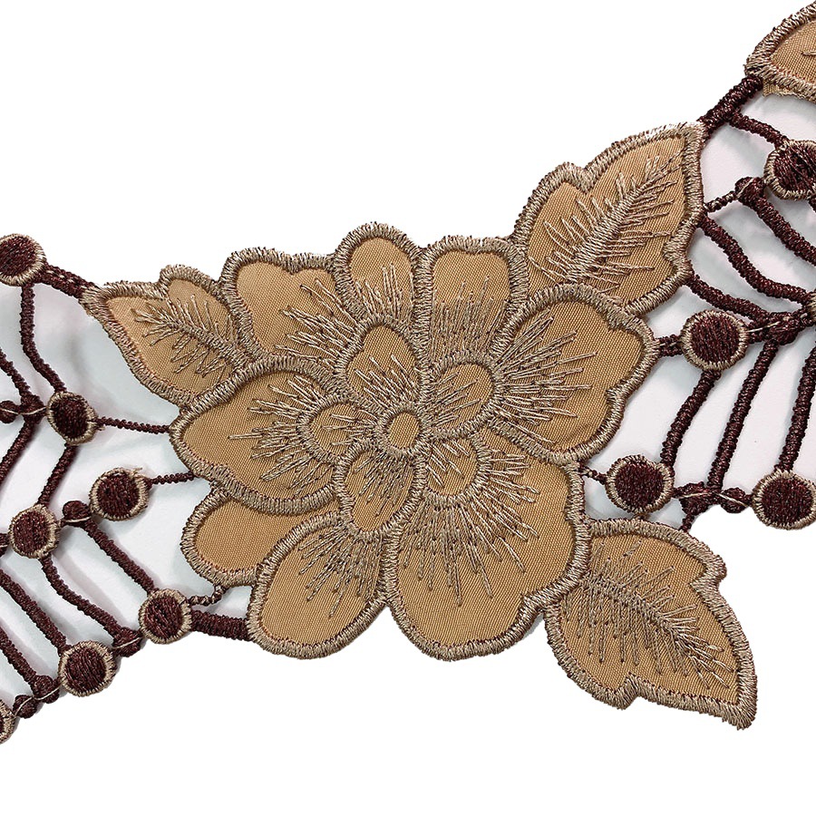 Middle-aged and elderly temperament water-soluble fine thread colored cloth embroidery accessories clothing ethnic style clothing embroidery sleeve collar flower