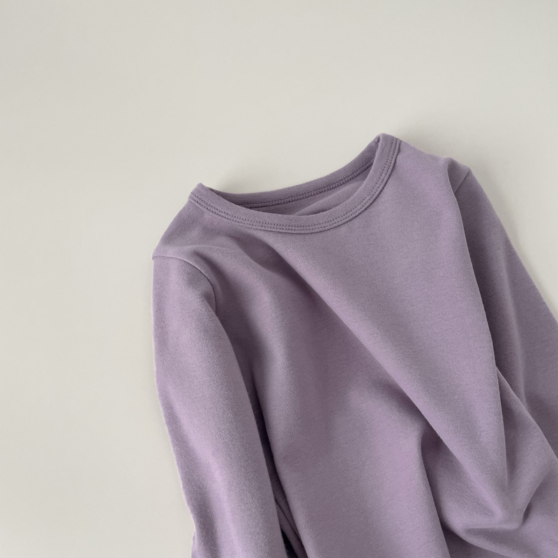 Picture of Children's Pure Cotton Thermal Underwear Boys' Bottoming Shirt Autumn and Winter Girls' Autumn Clothes Single-Piece Top Mid-Children's Half-High Collar Baby