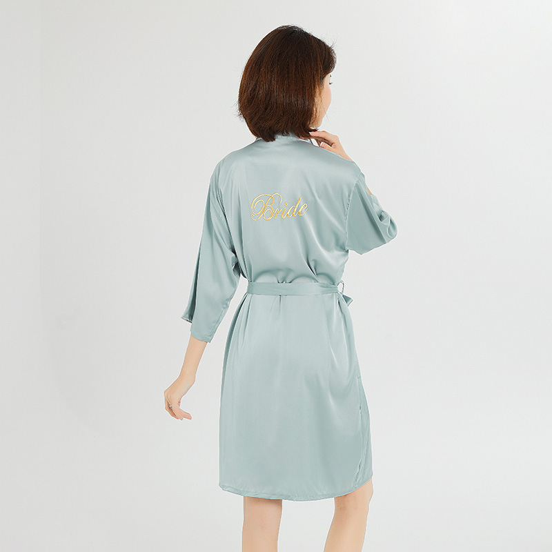 Picture of bride Gown morning Gown Lady nightgown wedding makeup bridesmaid group wedding kimono imitation silk satin bathrobe