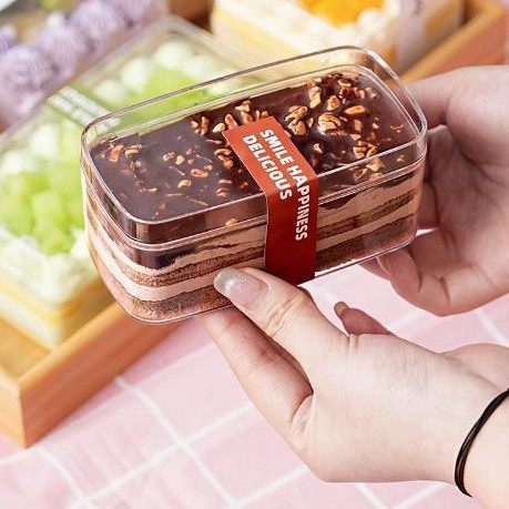 Transparent Lasagna Disposable Dessert Baking Soybean Milk Packing Box Square Mousse Packing Box Tiramisu Cake Box