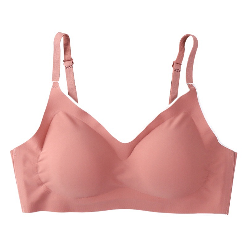 One-piece ice silk seamless no steel ring gathered plus size suspenders back adjustable sports underwear women's bra wholesale