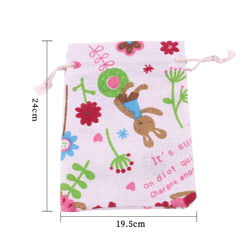 Picture of Printed cotton drawstring bag small bag home travel sundries storage bag Christmas gift packaging bag in stock